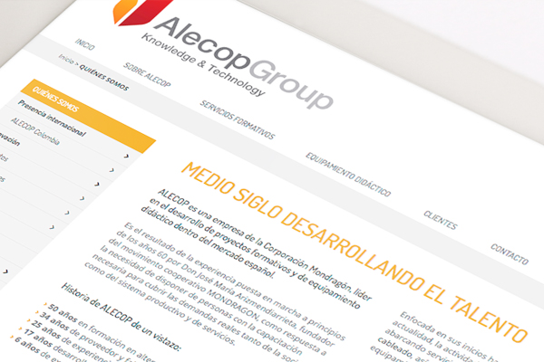 Dirección de arte web corporativa ALECOP GROUP
